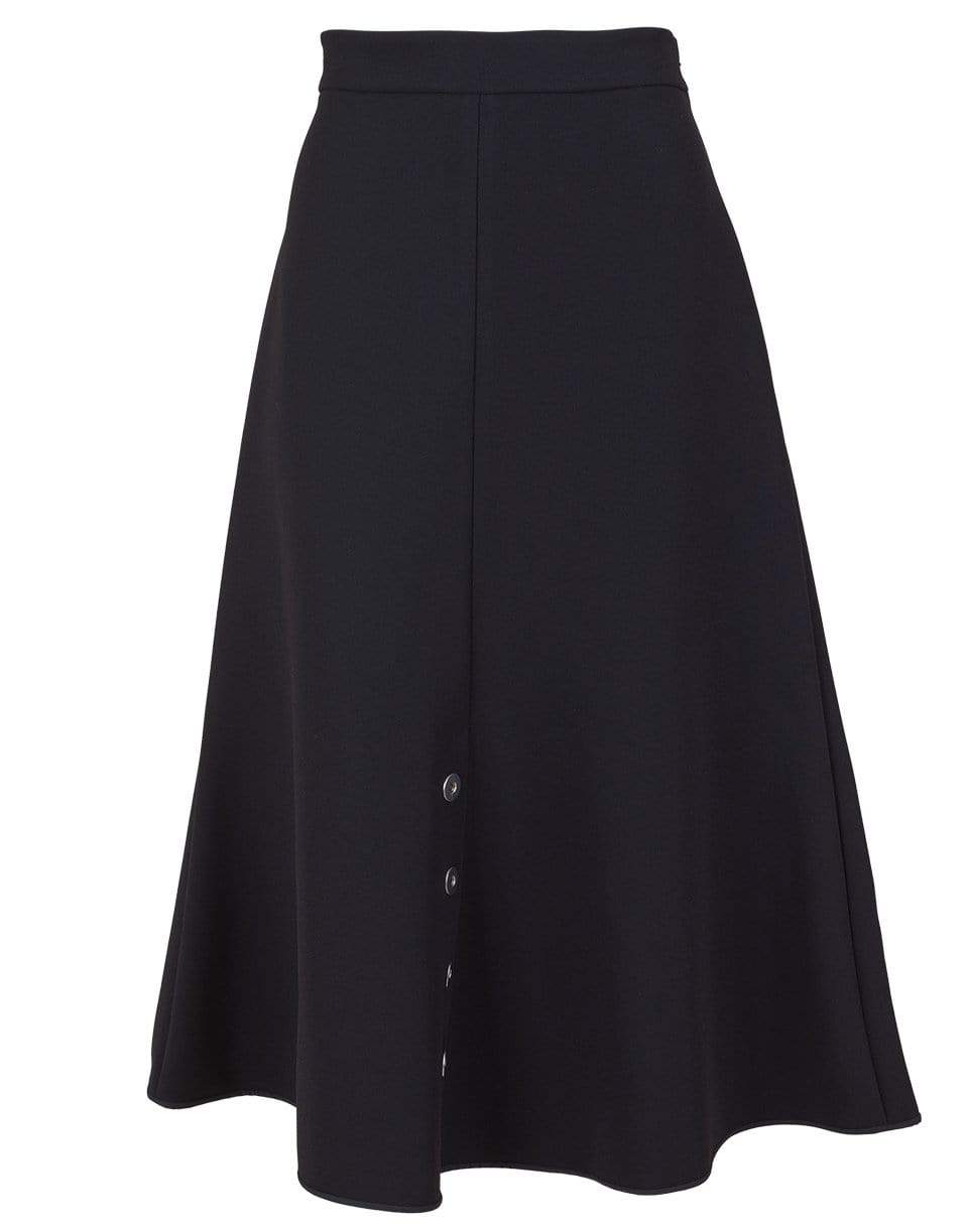 BALENCIAGA-Snap Detail Midi Flare Skirt-BLACK