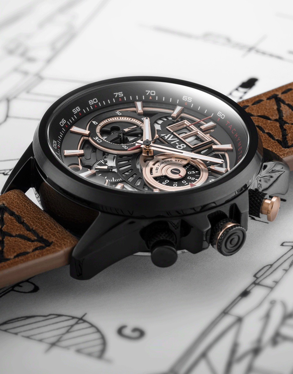BALLAST 1903-Black and Brown Hawker Harrier II Watch-BLK/BRWN