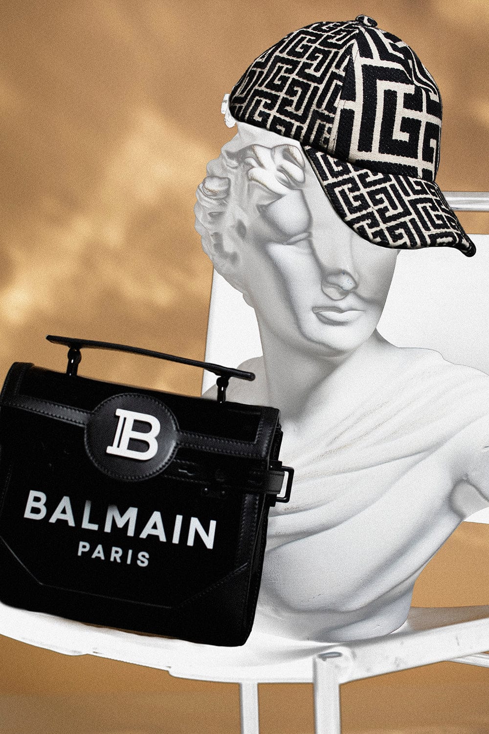 BALMAIN-Mix Monogram Jacquard Cap-IVR/NOIR