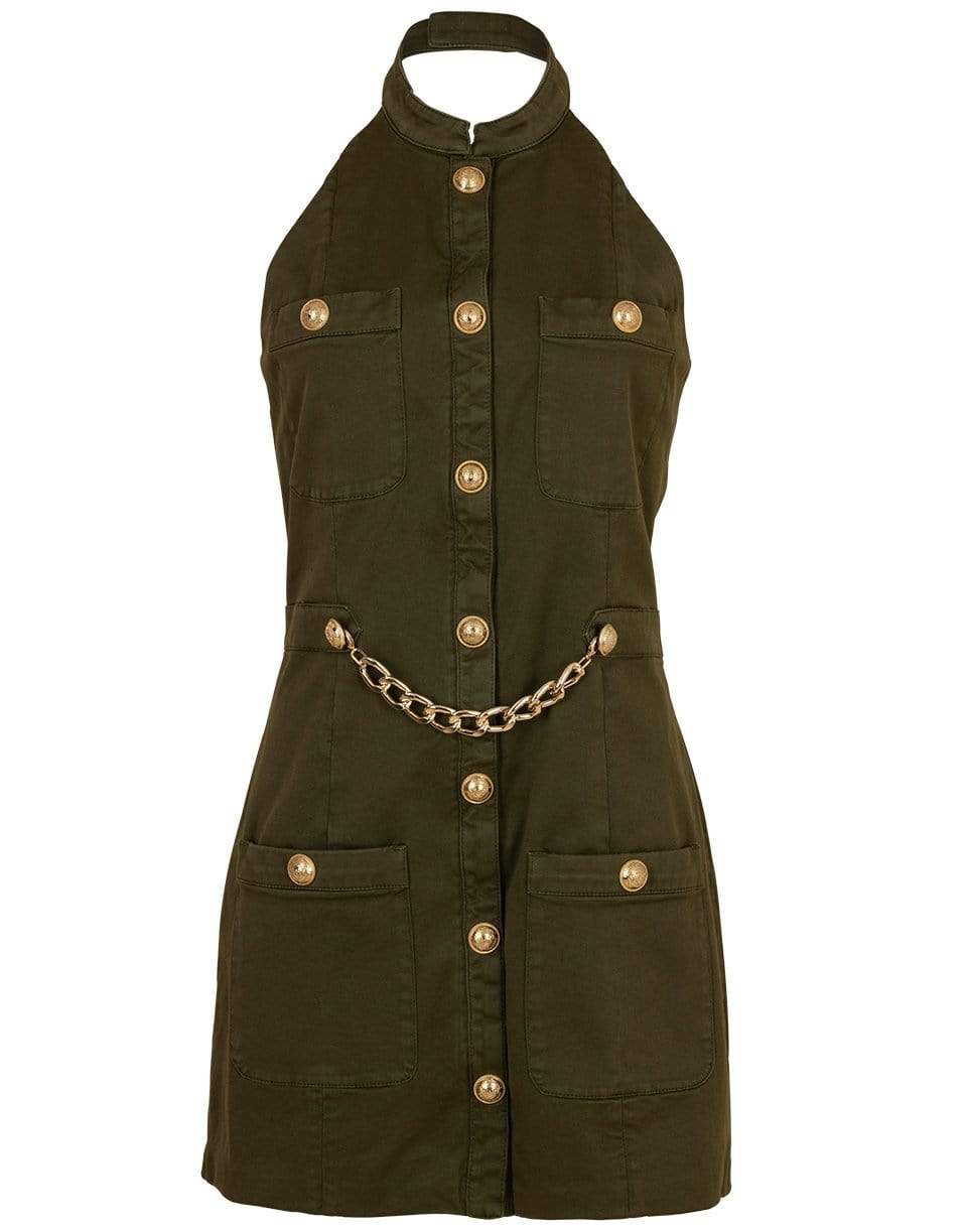 BALMAIN-Halterneck Military Dress-