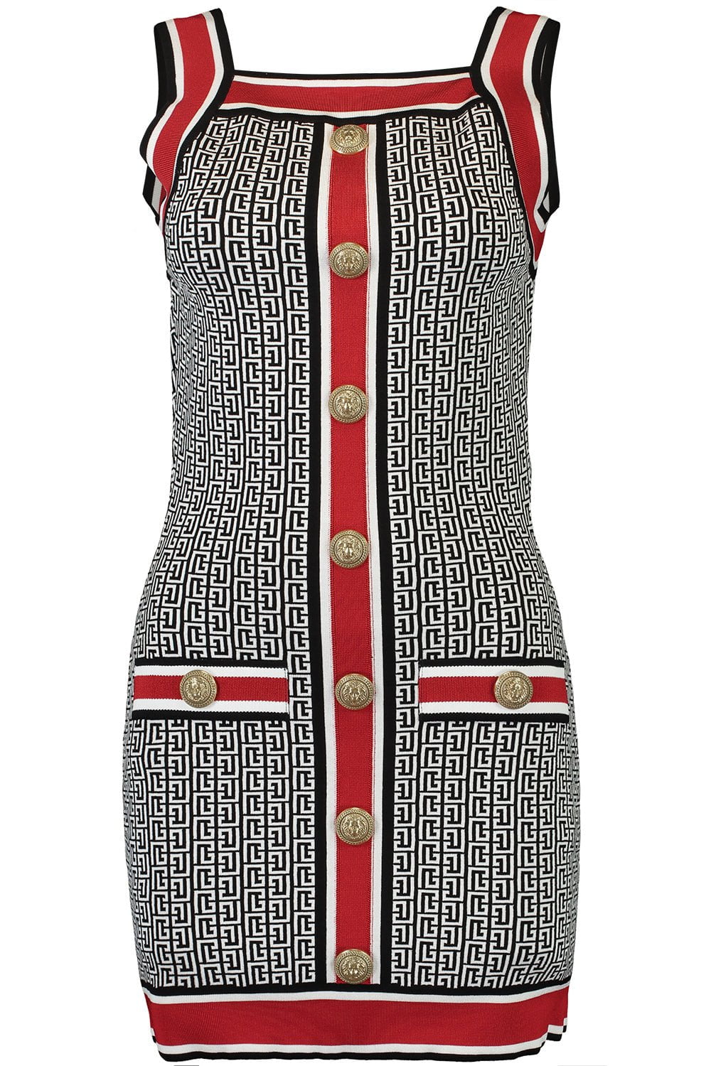 BALMAIN-Monogram Button Mini Dress-
