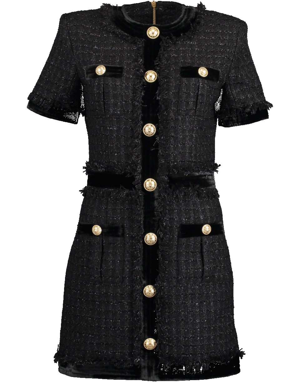 BALMAIN-Tweed Mini Dress-