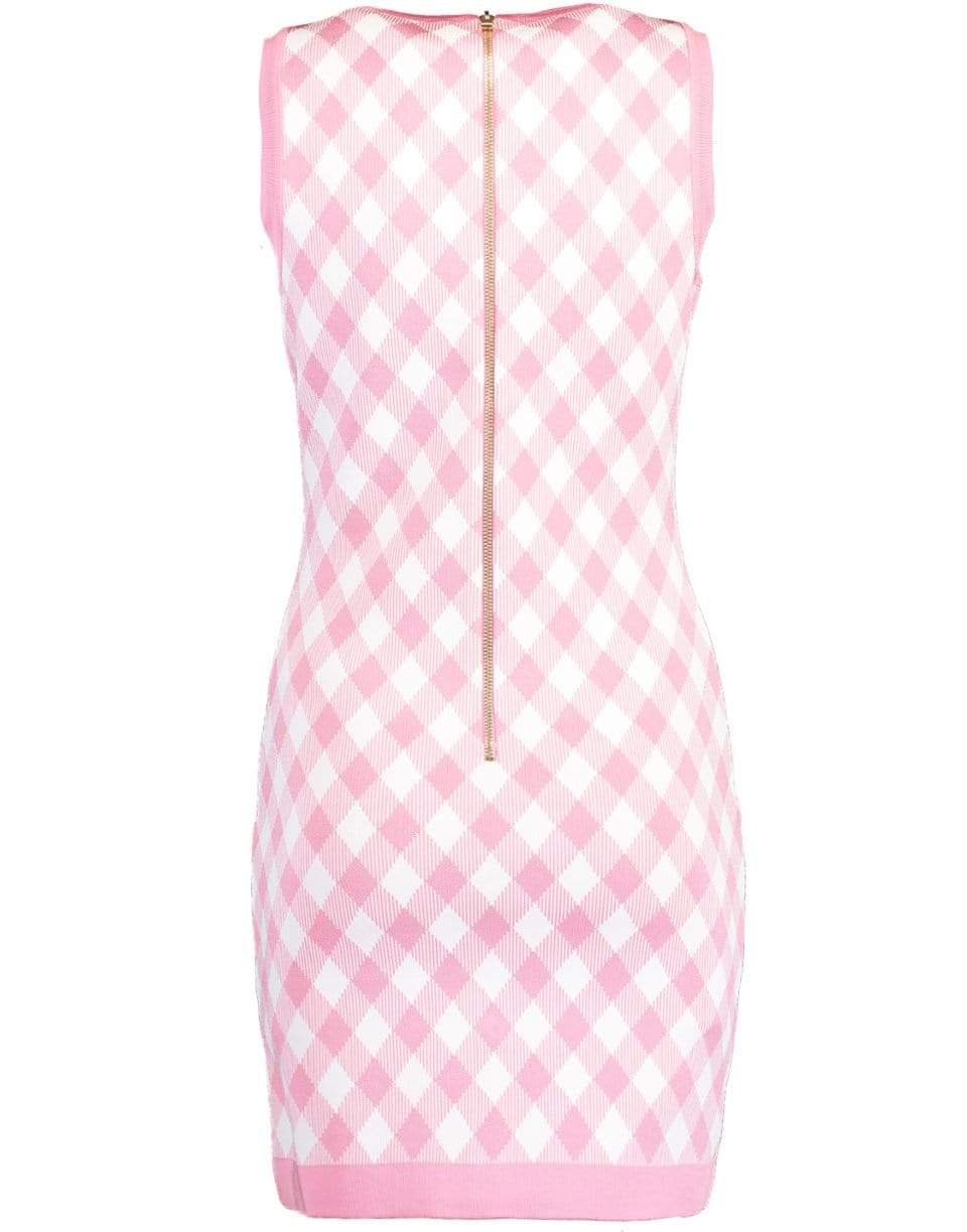 BALMAIN-Buttoned Gingham Jacquard Dress-