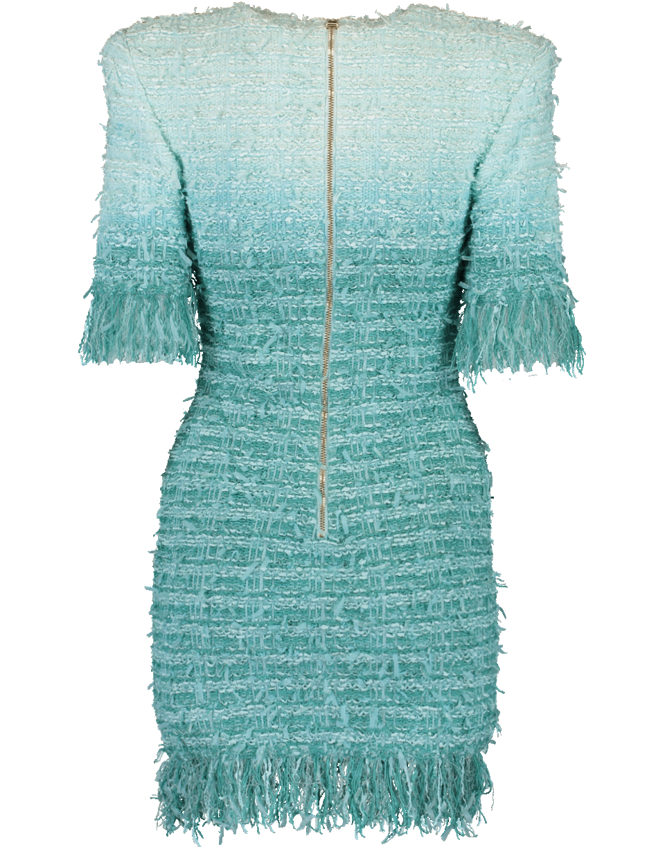 BALMAIN-Fringe Tie-Dye Tweed Dress-