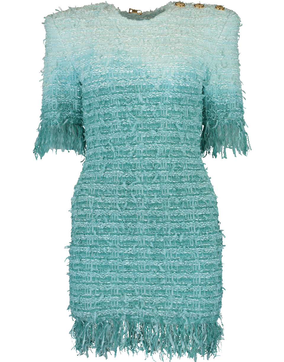 BALMAIN-Fringe Tie-Dye Tweed Dress-