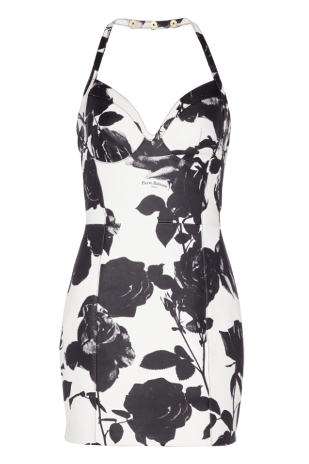 BALMAIN-Printed Floral Short Dress-BLNC/NOI