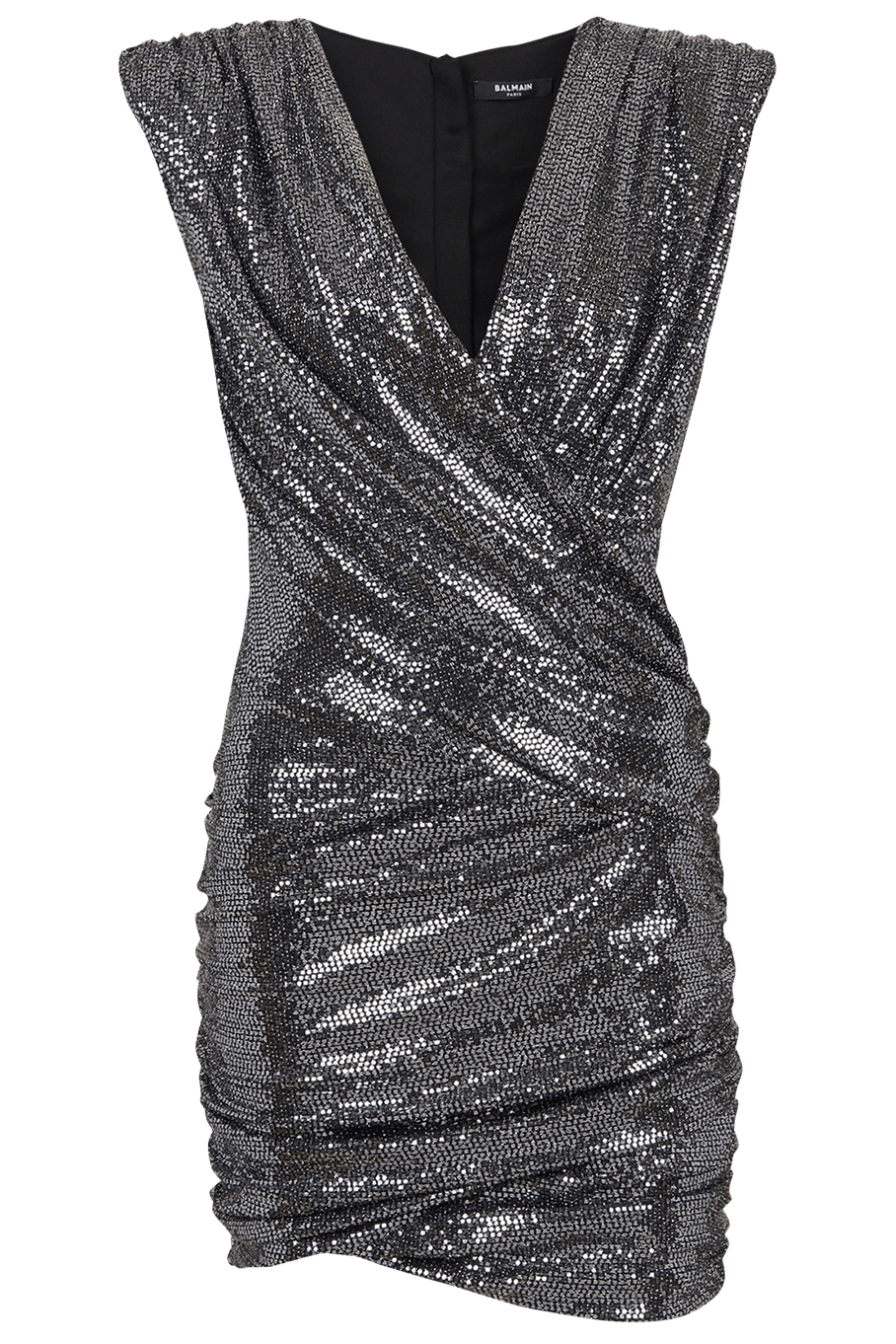 BALMAIN-V Neck Sequins Short Dress-