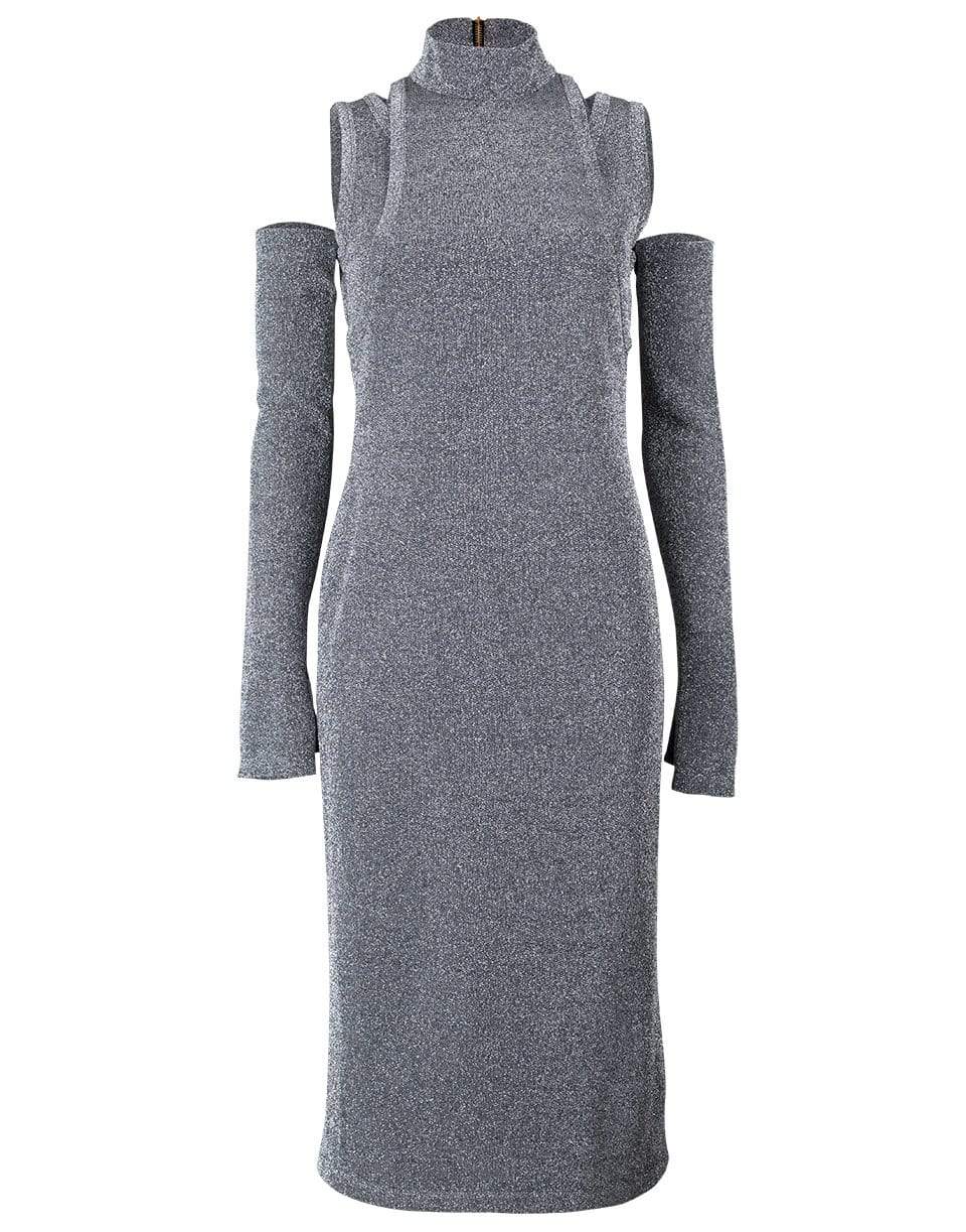BALMAIN-Fingerless Glove Midi Dress - Argent-