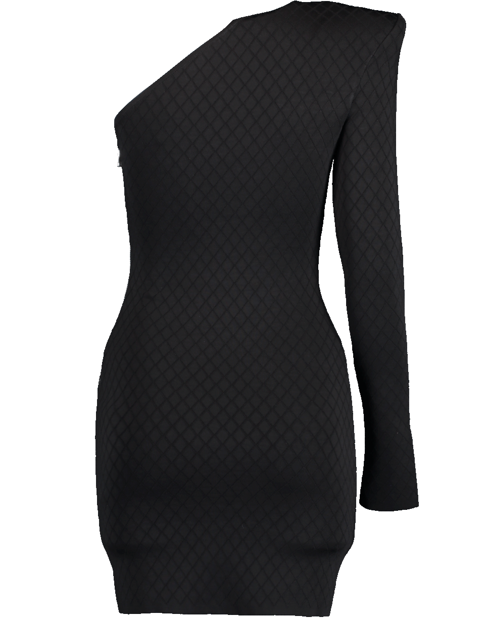 BALMAIN-One Shoulder Dragon Dress-NOIR