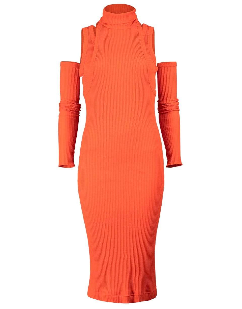 BALMAIN-Fingerless Glove Midi Dress - Orange-