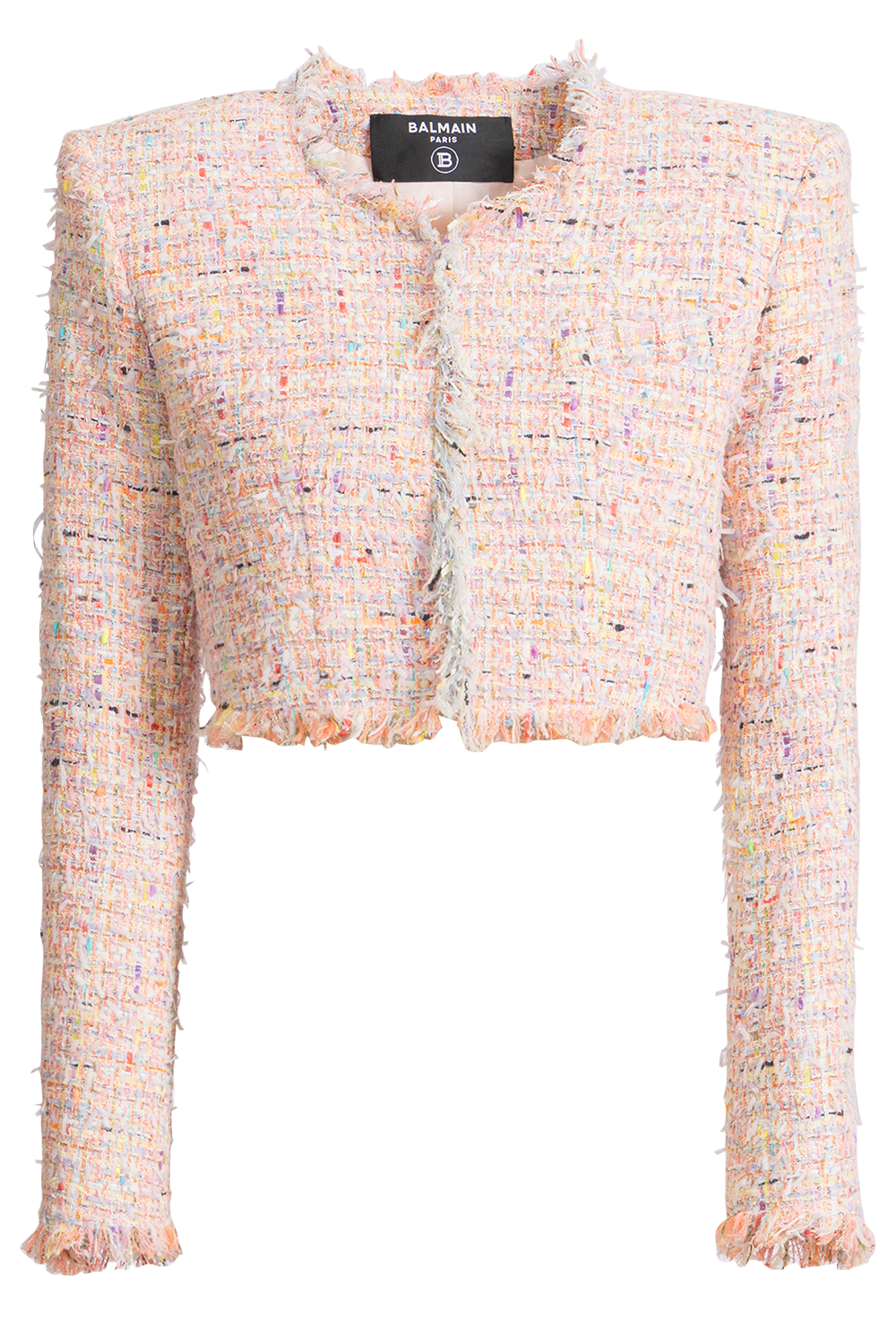Lion Chain Button Crop Jacket-PINK-34-CLOTHINGJACKETCROPPED-BALMAIN
