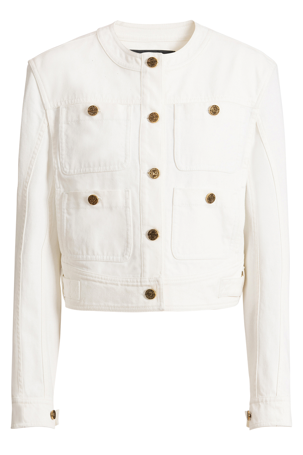 Four Pocket Round Collar Jacket-WHITE-34-CLOTHINGJACKETDENIM-BALMAIN
