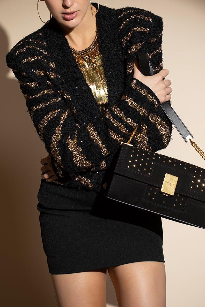 BALMAIN-Side to Side Zebra Tweed Jacket-EADNOIR