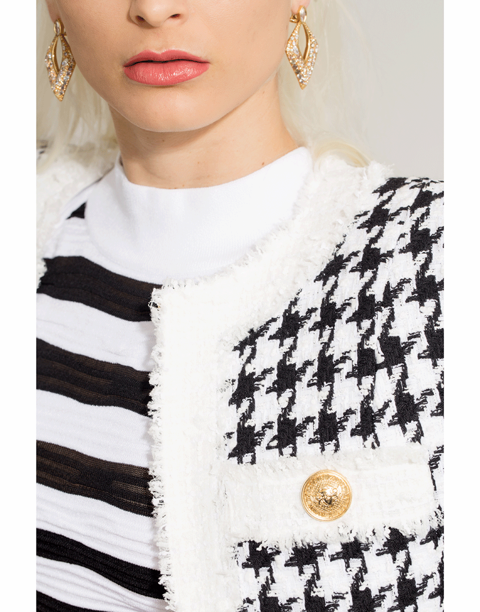 BALMAIN-Straight Pocket Houndstooth Jacket-