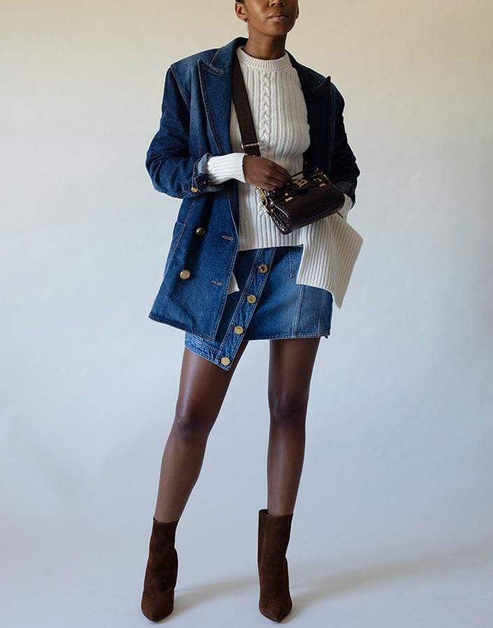 BALMAIN-6 Button Denim Boyfriend Jacket-