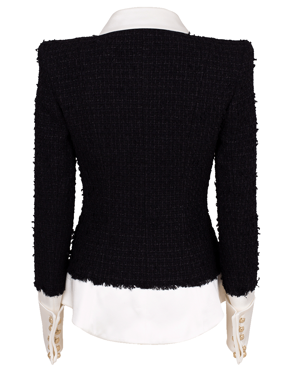 BALMAIN-Tweed and Satin Shirt Jacket-