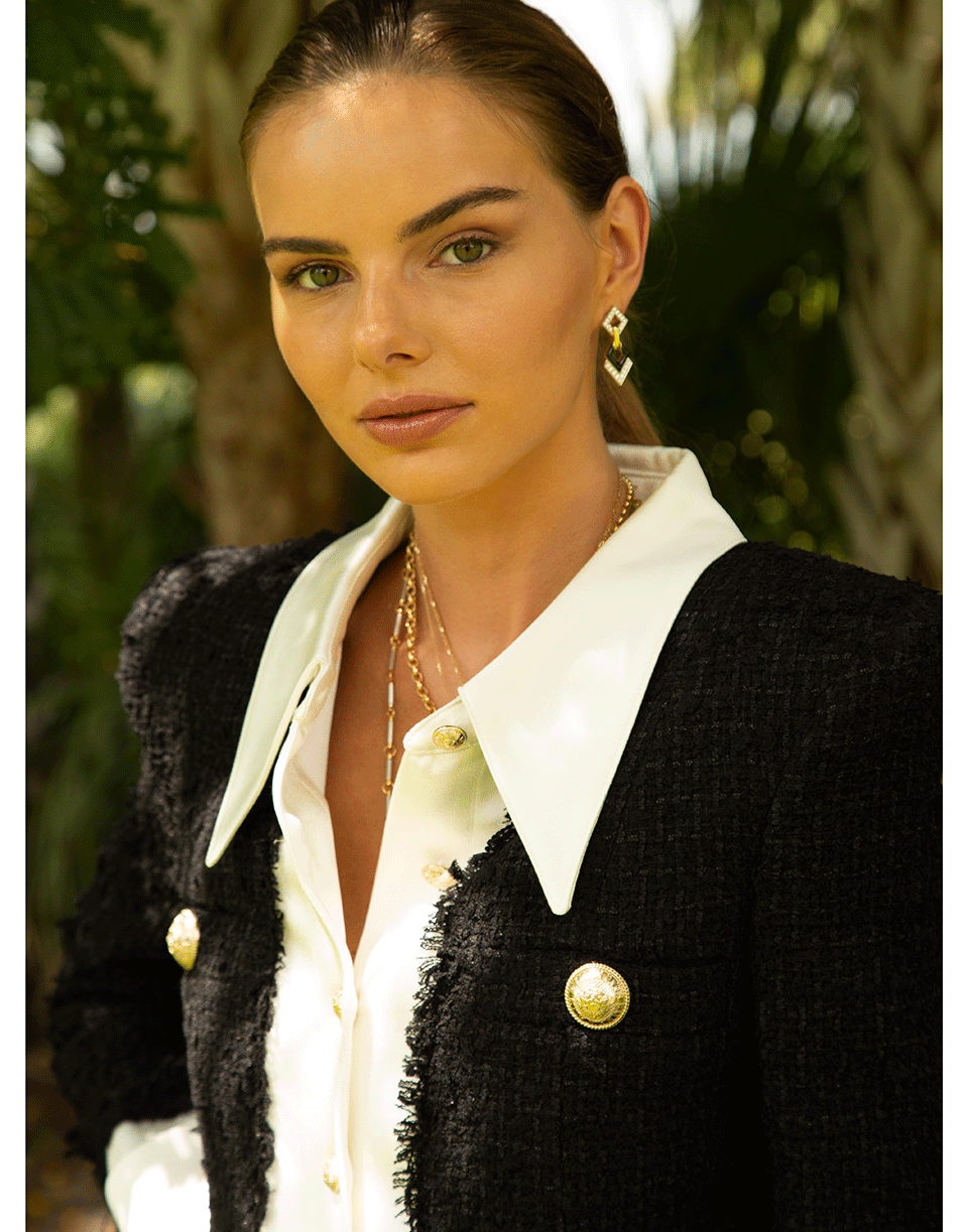 BALMAIN-Tweed and Satin Shirt Jacket-