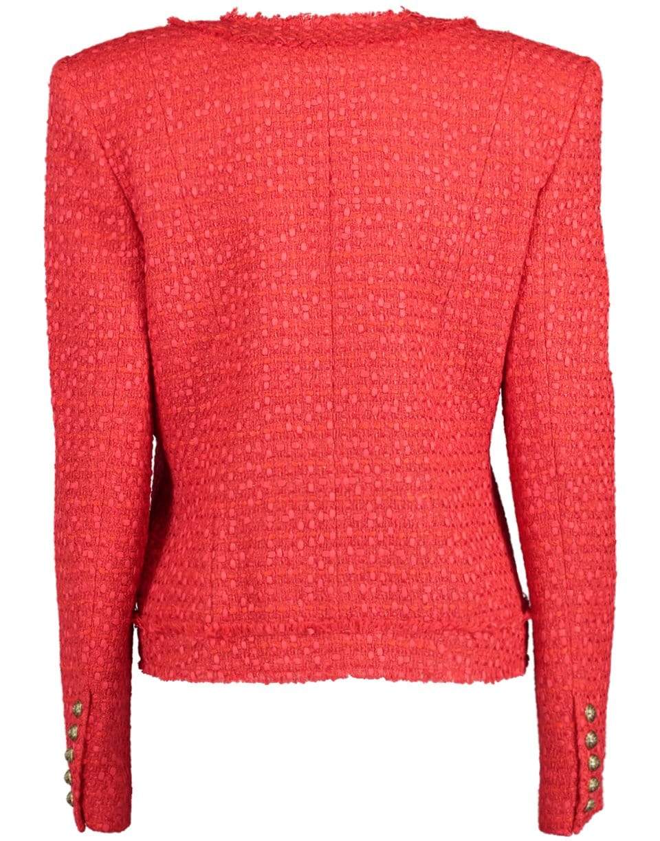 BALMAIN-Collarless Four Pocket Tweed Jacket-