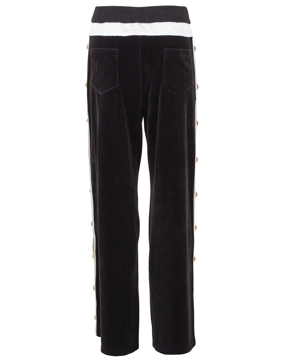 BALMAIN-Snap Button Satin Trim Velvet Sweatpant-BLK/WHT