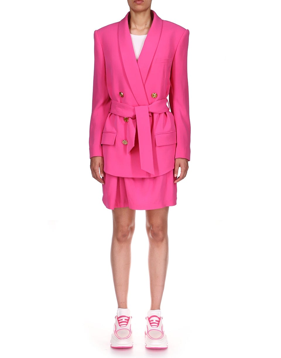 BALMAIN-6 Button Crepe Draped Shorts-