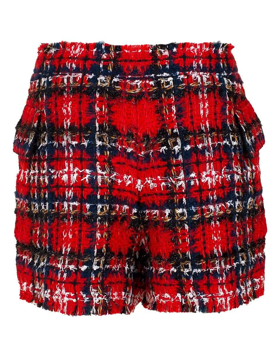 BALMAIN-High Waisted 6 Button Tartan Tweed Shorts-MULTI