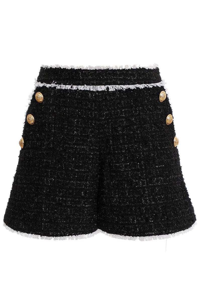 BALMAIN-6 Button Shorts-NOIR BLANC