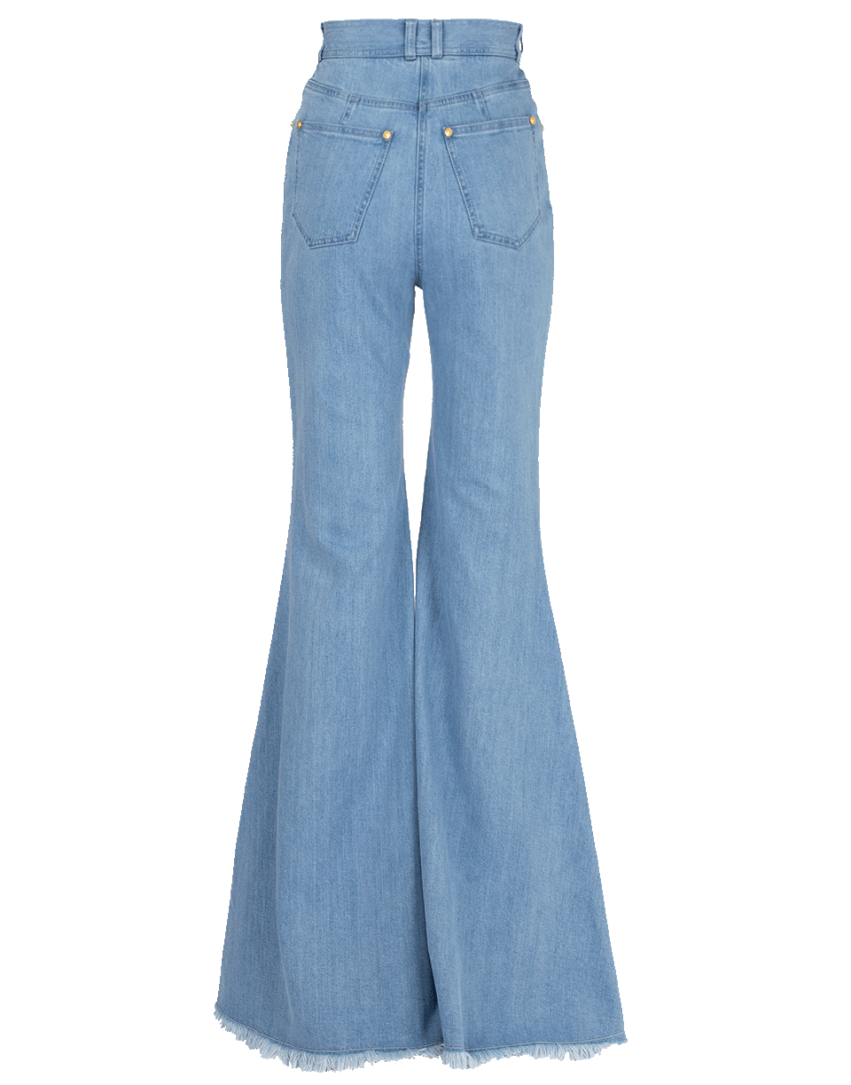 BALMAIN-Flared Frayed Denim Pant-