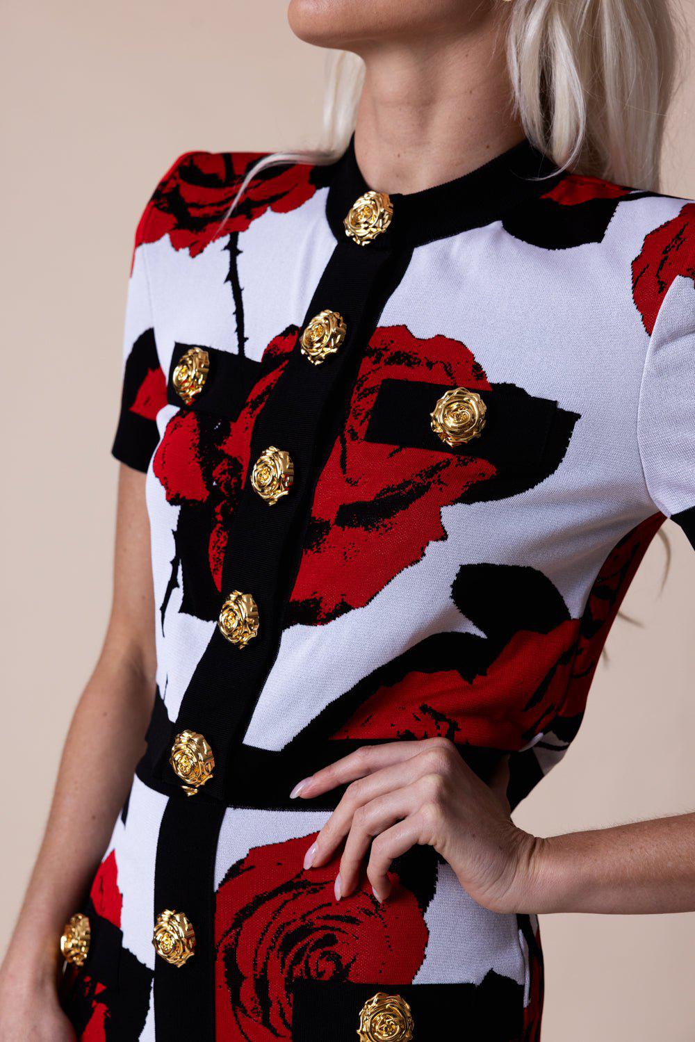 BALMAIN-Floral Midi Skirt-