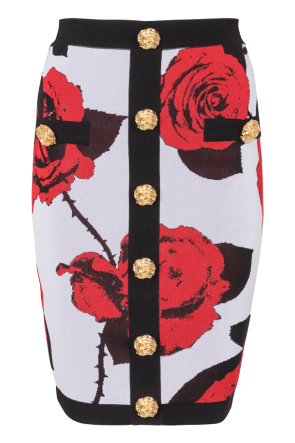 BALMAIN-Floral Midi Skirt-