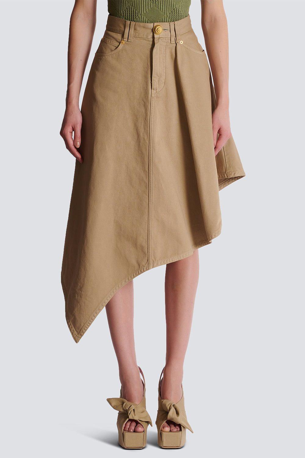 BALMAIN-Asymetric Midi Skirt-