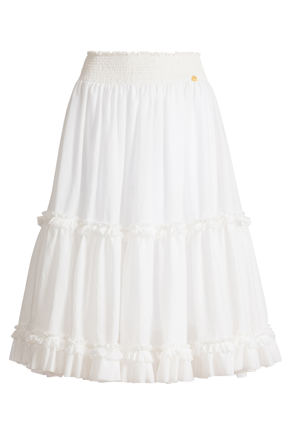 Gathered Long Flare Skirt-WHITE-34-CLOTHINGSKIRTMIDI-BALMAIN