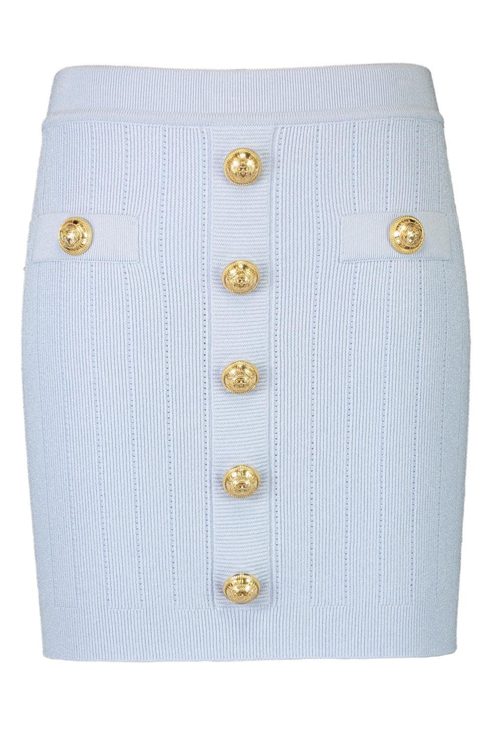 Two Pocket Button Skirt-BLEUPALE-36-CLOTHINGSKIRTMINI-BALMAIN