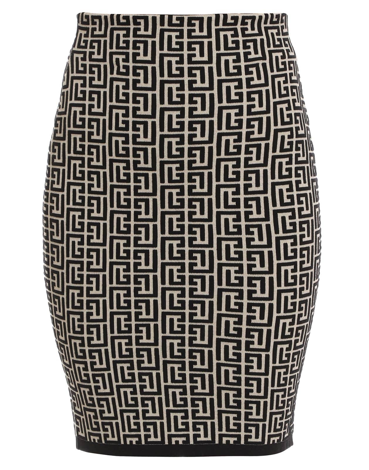 BALMAIN-Bi-Color Monogram Jacquard Knit Skirt-