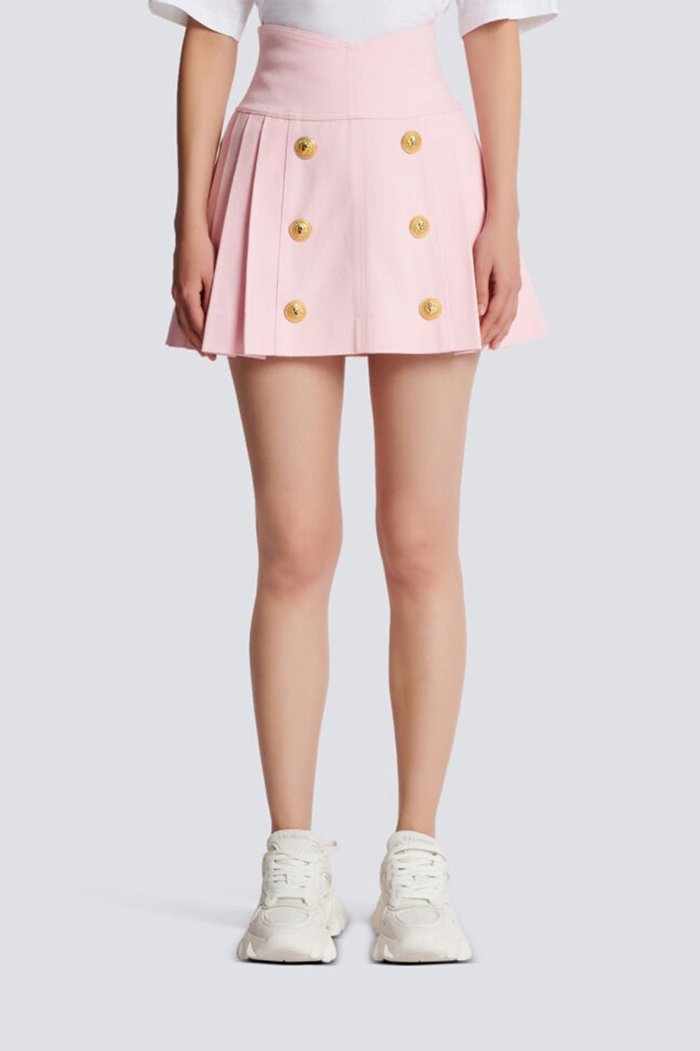 BALMAIN-Pleated Mini Skirt-
