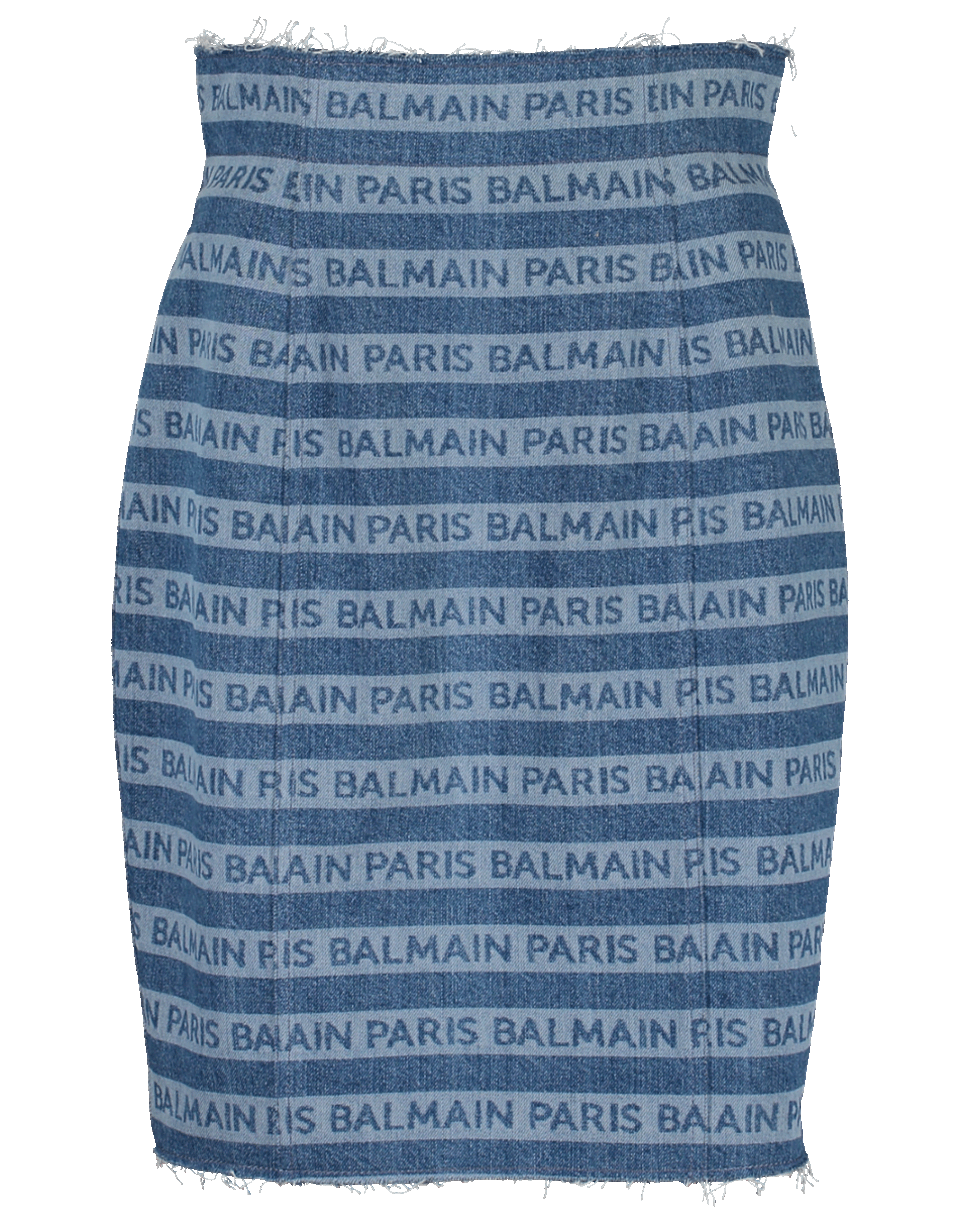BALMAIN-High Waist Balmain Logo Skirt-