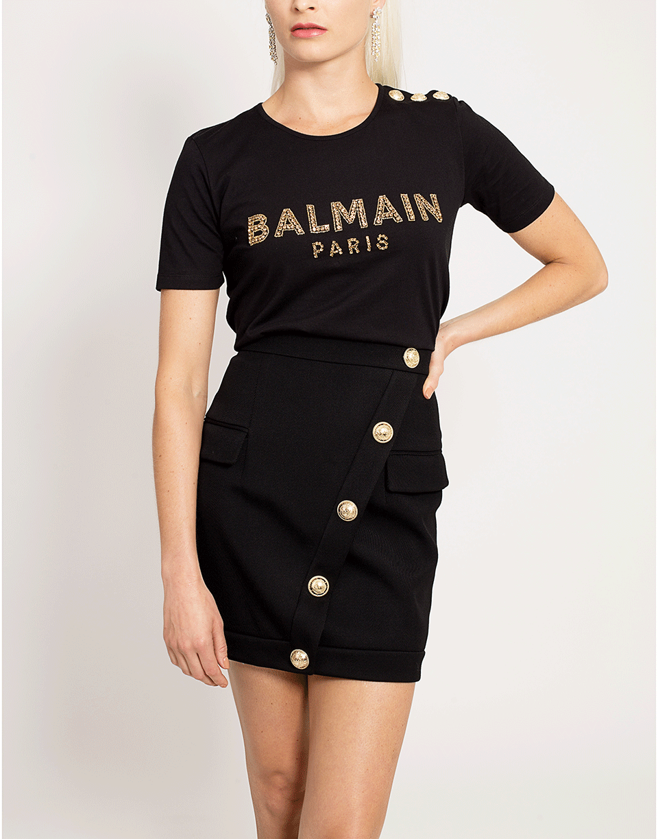 BALMAIN-Short Buttoned Skirt-NOIR