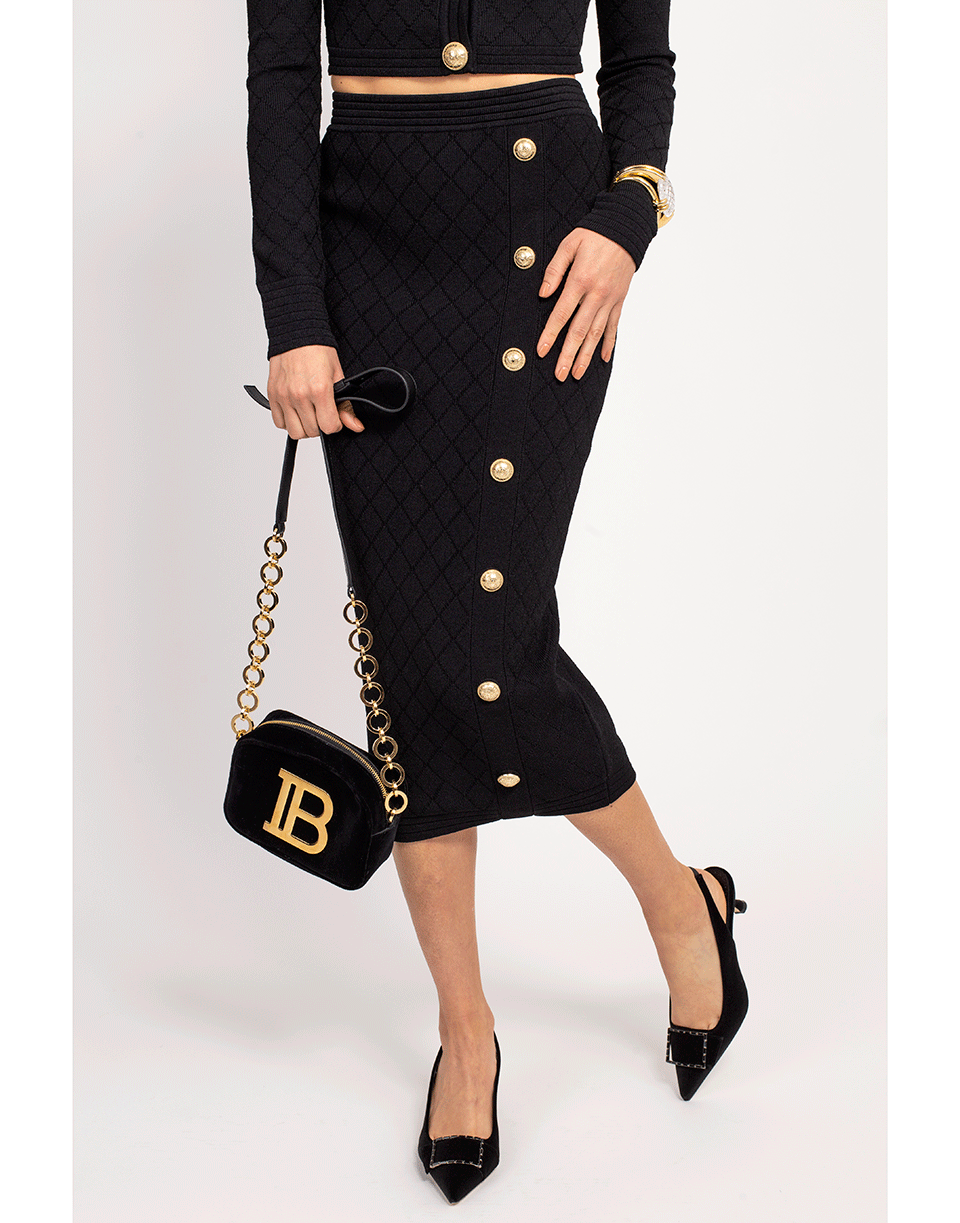 BALMAIN-Diamond Viscose Midi Skirt-