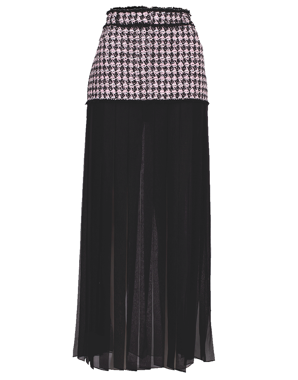 BALMAIN-Tweed and Chiffon Pleated Maxi Skirt-