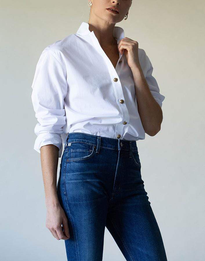 BALMAIN-Oversized Mandarin Collar Shirt-