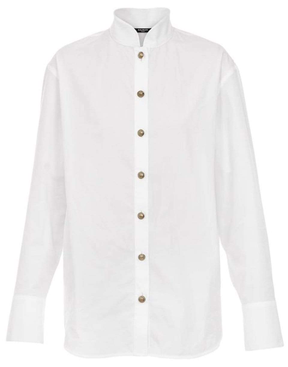 BALMAIN-Oversized Mandarin Collar Shirt-