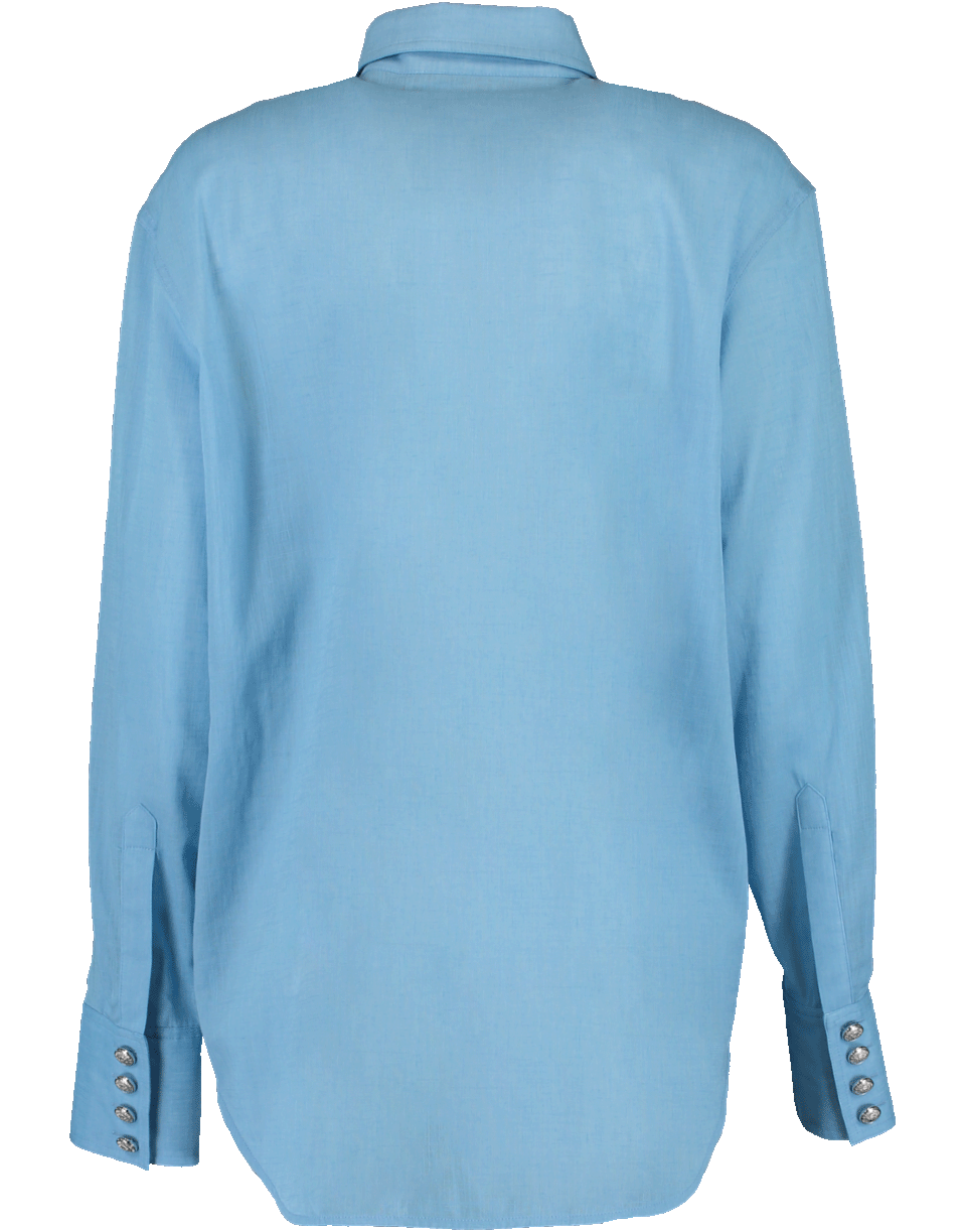 BALMAIN-Oversized Transparent Canvas Shirt-