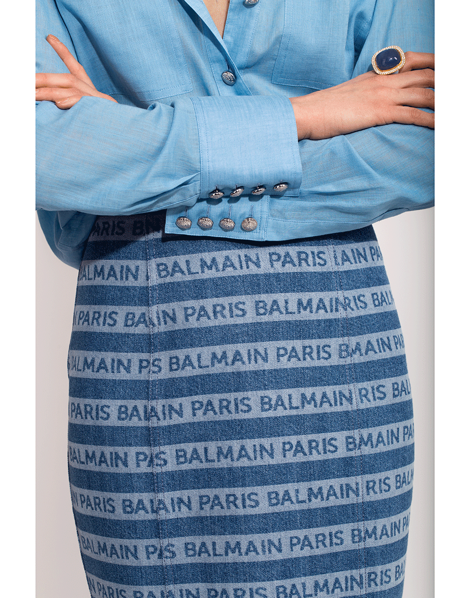 BALMAIN-Oversized Transparent Canvas Shirt-