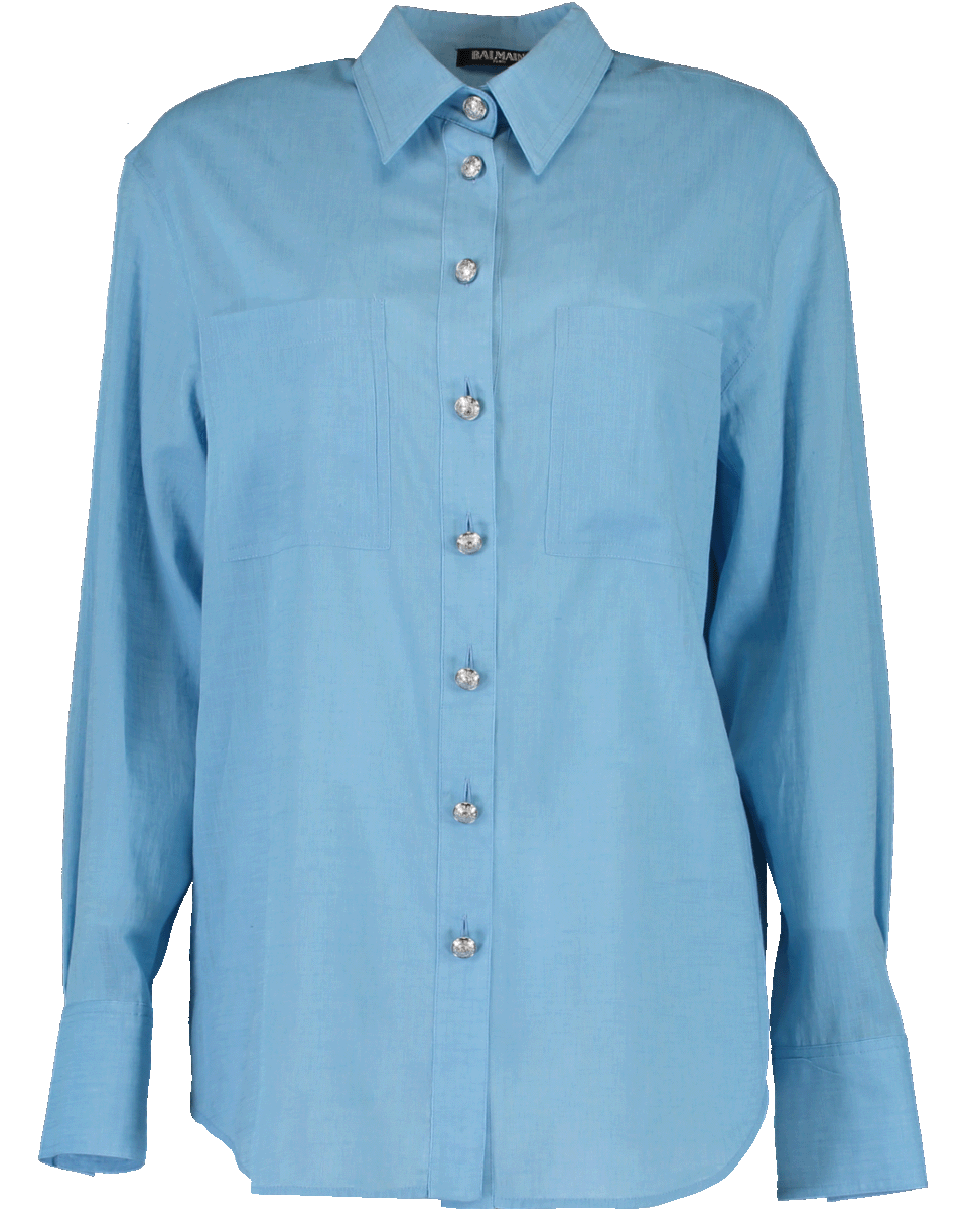 BALMAIN-Oversized Transparent Canvas Shirt-