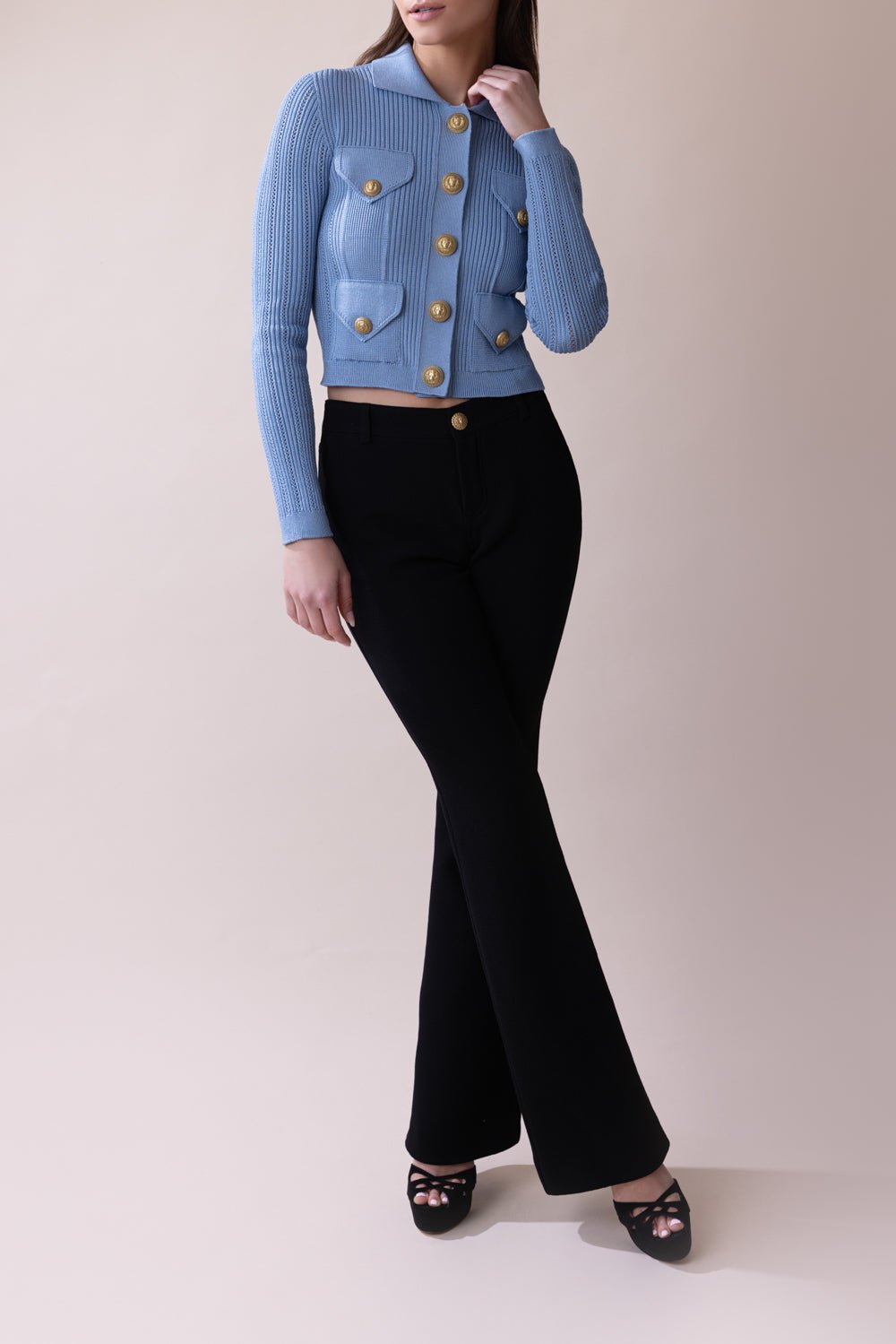 BALMAIN-Buttoned Cardigan - Bleu-