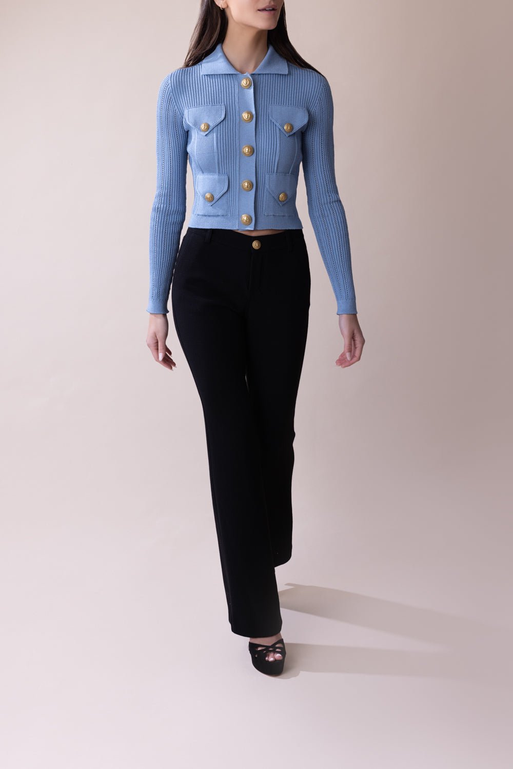 BALMAIN-Buttoned Cardigan - Bleu-