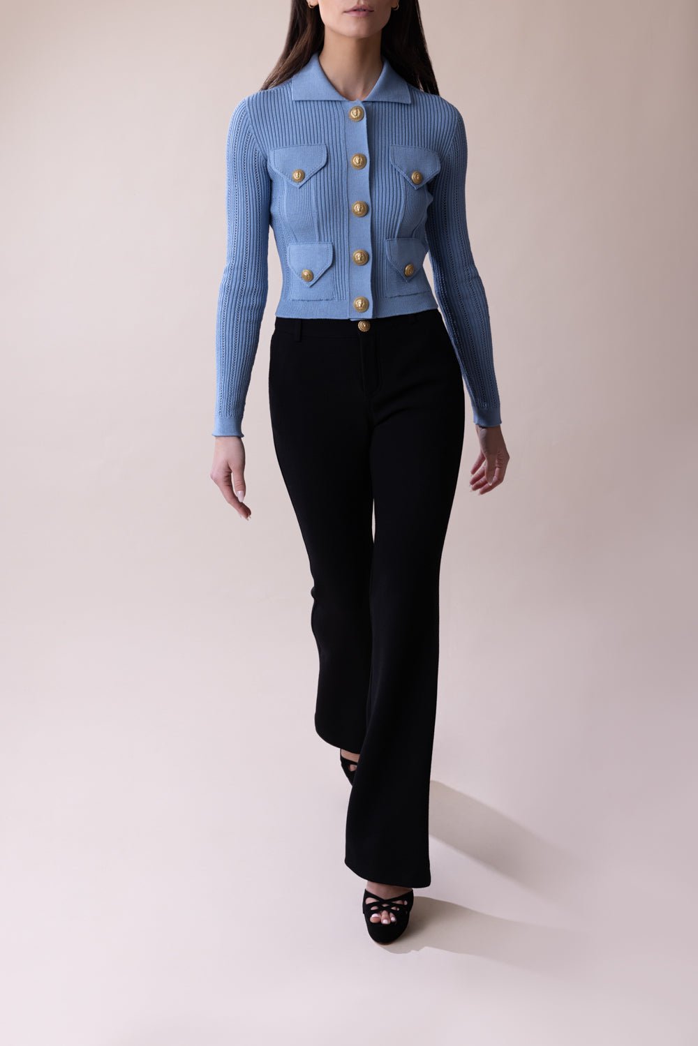 BALMAIN-Buttoned Cardigan - Bleu-