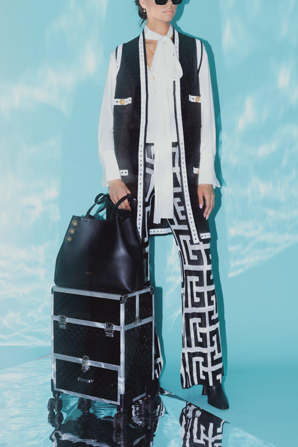 BALMAIN-Sleeveless Long Lace Cardigan-