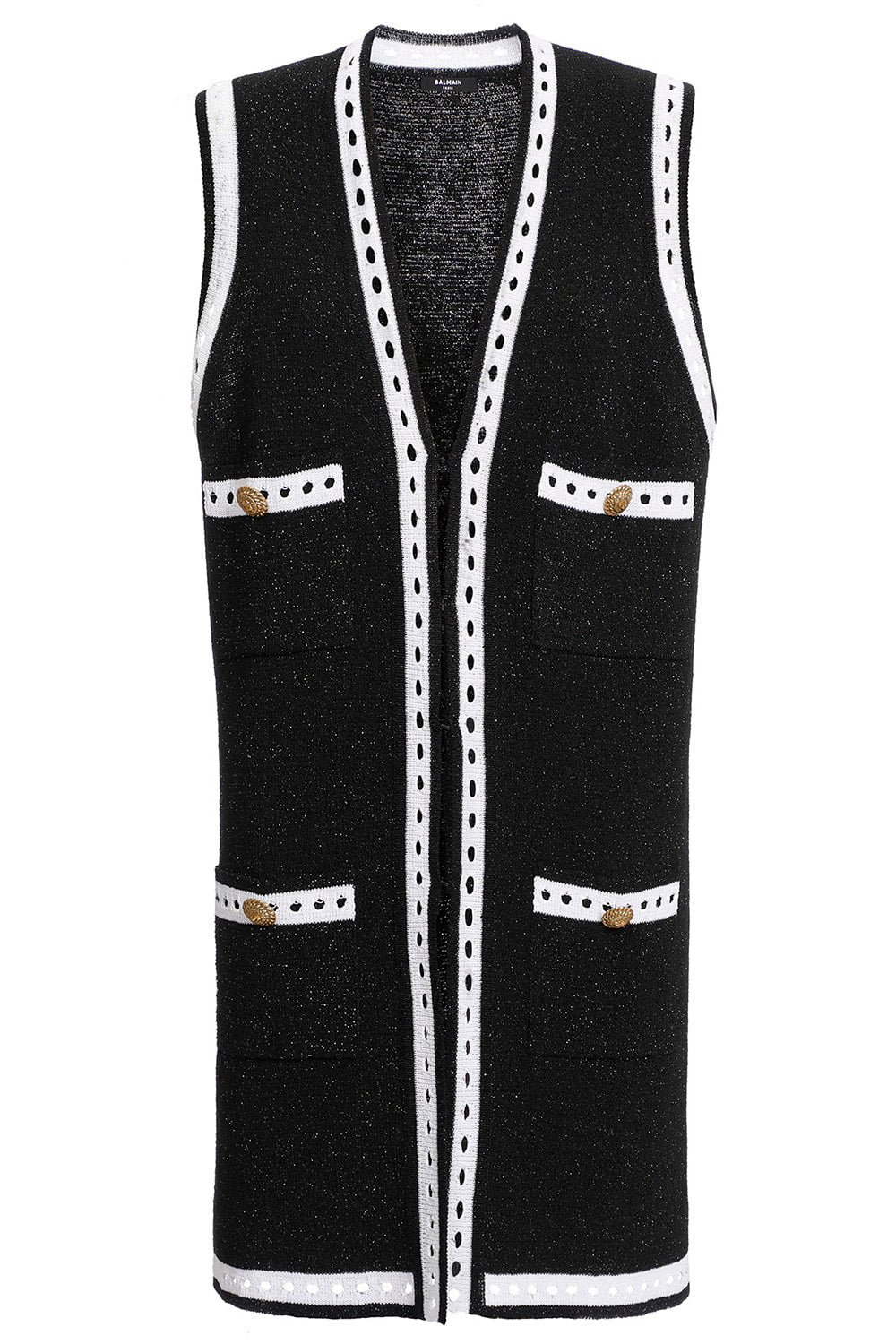 BALMAIN-Sleeveless Long Lace Cardigan-