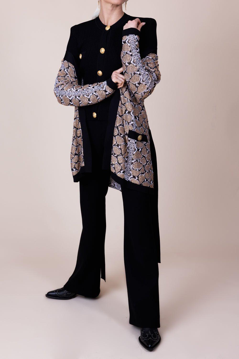 BALMAIN-Print Belted Cardigan-