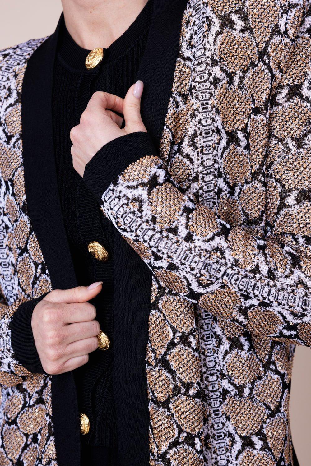 BALMAIN-Print Belted Cardigan-